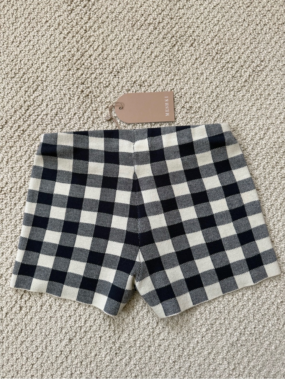Meshki Navy & Cream Gingham Knit Shorts - Picture 5 of 5